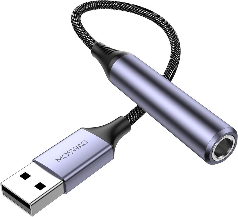 MOSWAG USB to 1/4 Jack Audio Adapter, USB to 6.35Mm Female Headphone Aux Adapter