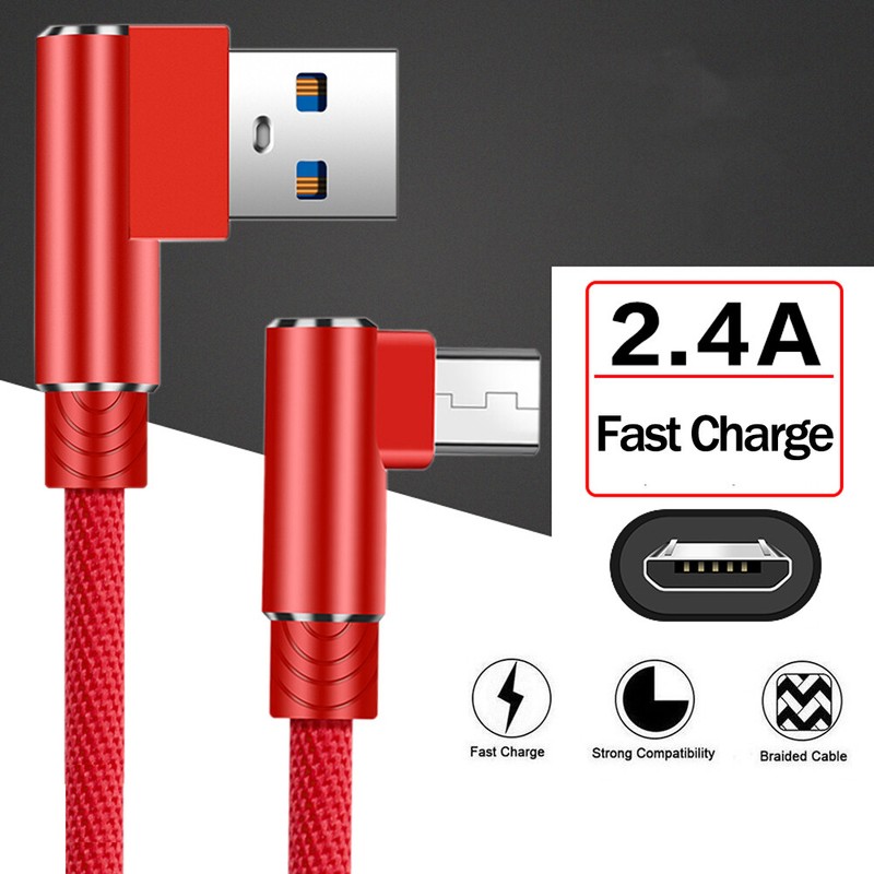 90 Degree Micro USB FAST Charger Charging Data Snyc Cable For Samsung S7 Huawei gallery