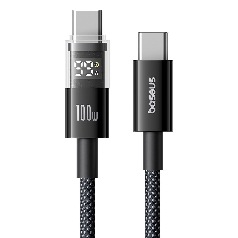 Baseus 100W Visible 2 Usb C To Usb C Fast Charging Cord For iPhone 15 16 Samsung