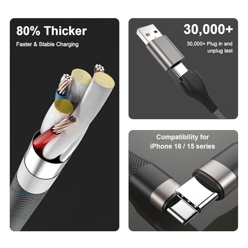 Multi Charging Cable for Apple Watch Charger,3 in 2 USB C Cable 2FT gallery