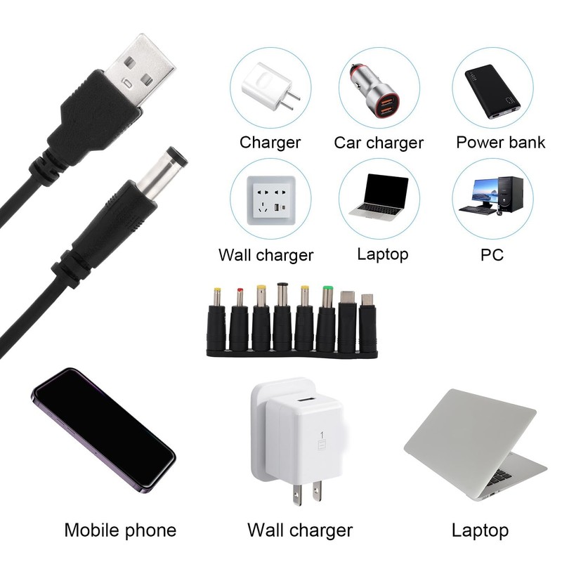 USB to DC 5V Power Charger Cord, Universal DC Power Charging Cable with 8 Ada... gallery