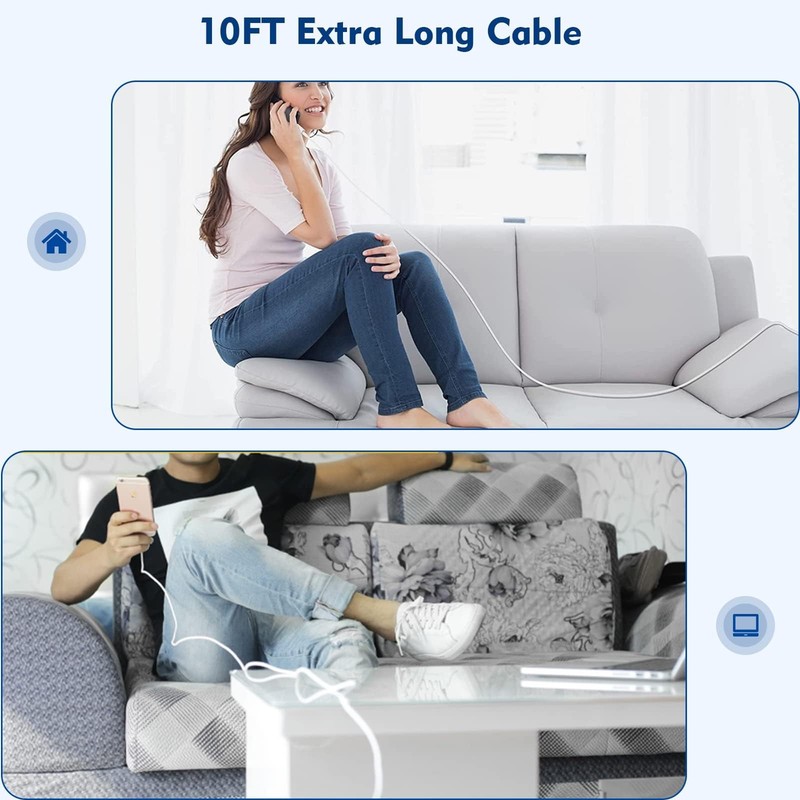 iPhone Charger 10FT, [Apple MFi Certified] 2-Pack Long Fast Charging Lightnin... gallery