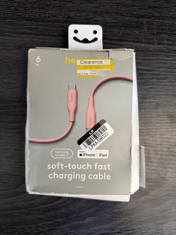Heyday USB-C to Lighting Soft Touch 6 Foot Cable – Pink
