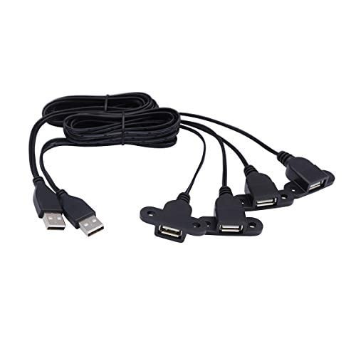 USB Charging Extension Cable 2 PCS Male To Dual Female Panel Mount 5 Ft Couch gallery