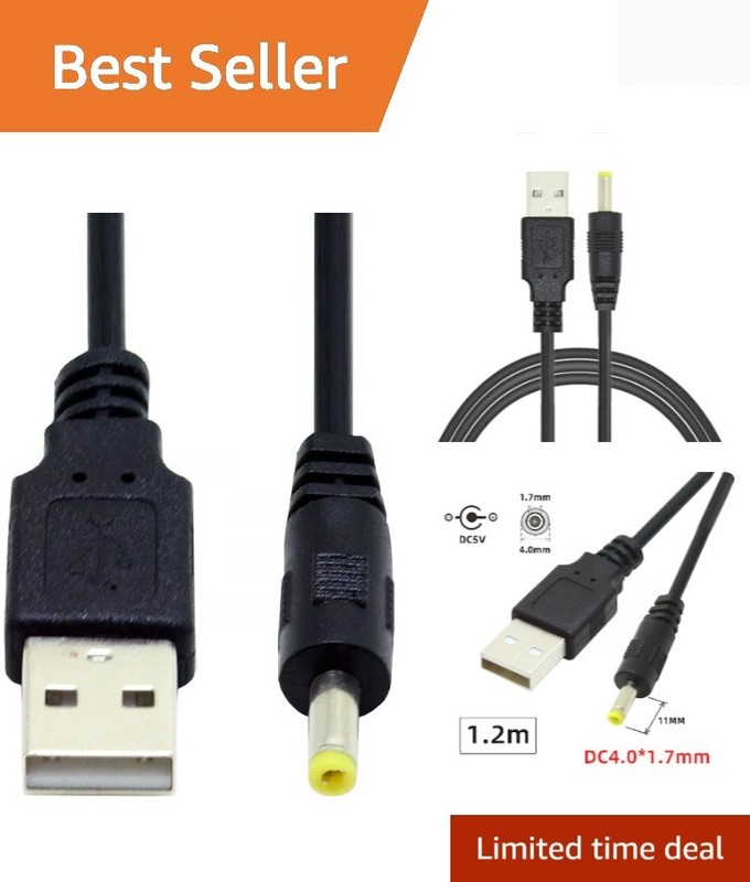 120cm USB to 4.0mm Outer 1.7mm Inner DC Power Cable, High-Speed Connection