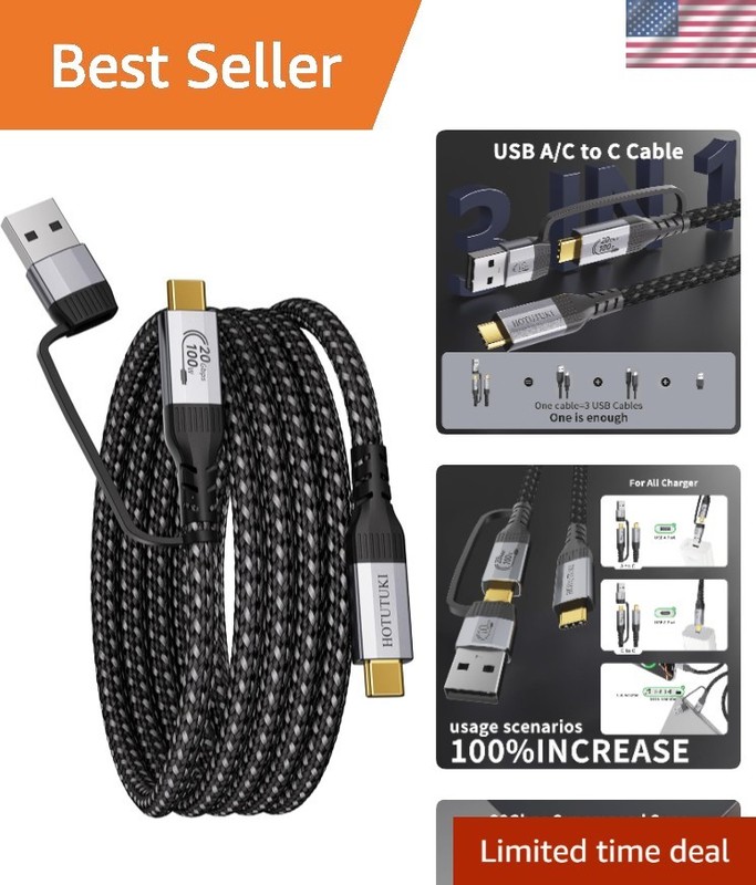 USB 3.2 Gen 2X2 6.6FT Cable – High-Speed 20Gbps Transfer, 4K Video & Fast Charge