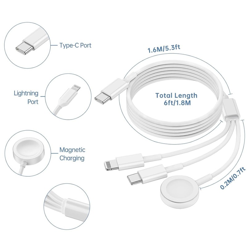 3 in 1 Magnetic Wireless Charger USB Charging Cable For iPhone 12 13 14 15 16 17 gallery