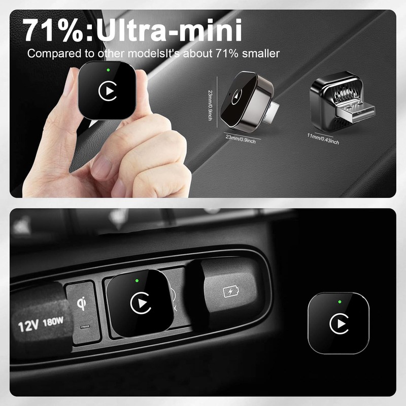 2-in-1 Wireless Carplay Adapter with Wired Carplay (USB to ), Metal Design Mi... gallery