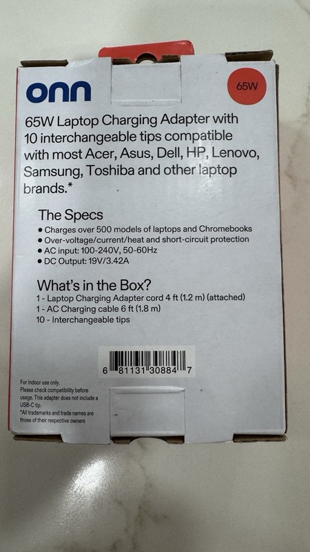 onn 65w laptop charging adapter with 10 interchangeable tips gallery