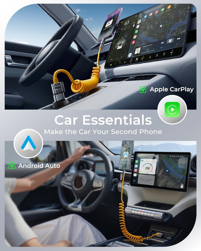 4-in-1 Coiled USB Cable Light-ning Cable for Car [60W Fast Charging&Data Tran... gallery