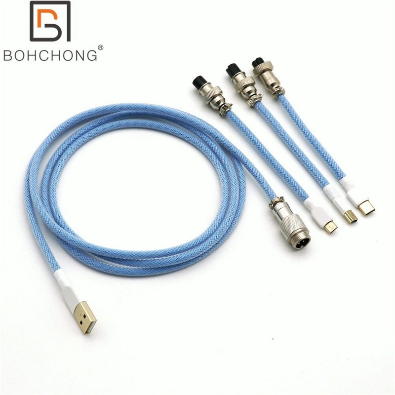 Custom Made Mechanical Keyboard Double Sleeved 3 Port Cable PC Master Race