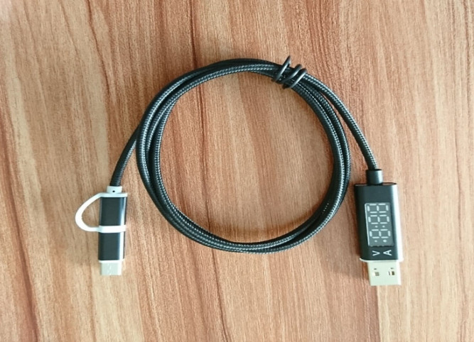 2-in-1 Micro USB & USB-C Nylon Braided Cable with Current & Voltage Display gallery