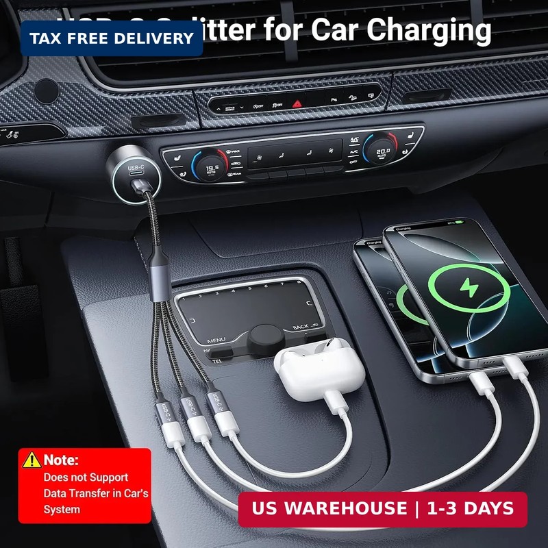 USB C Splitter Male to 3 Female USB C Power Splitter Charging gallery
