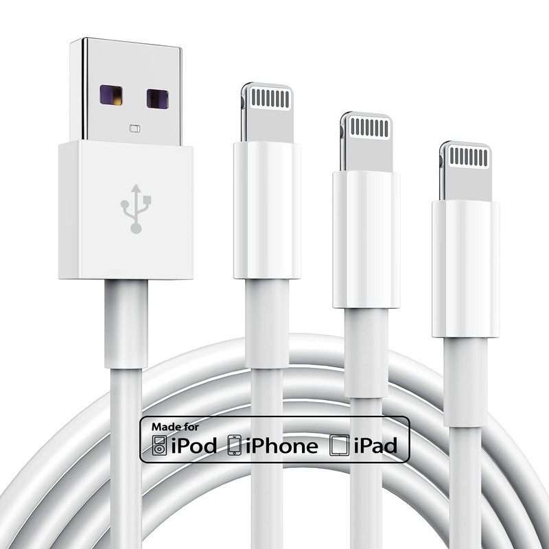 3 Pack Apple MFi Certified Charger Cable 6ft, Lightning to USB 6 ft, White