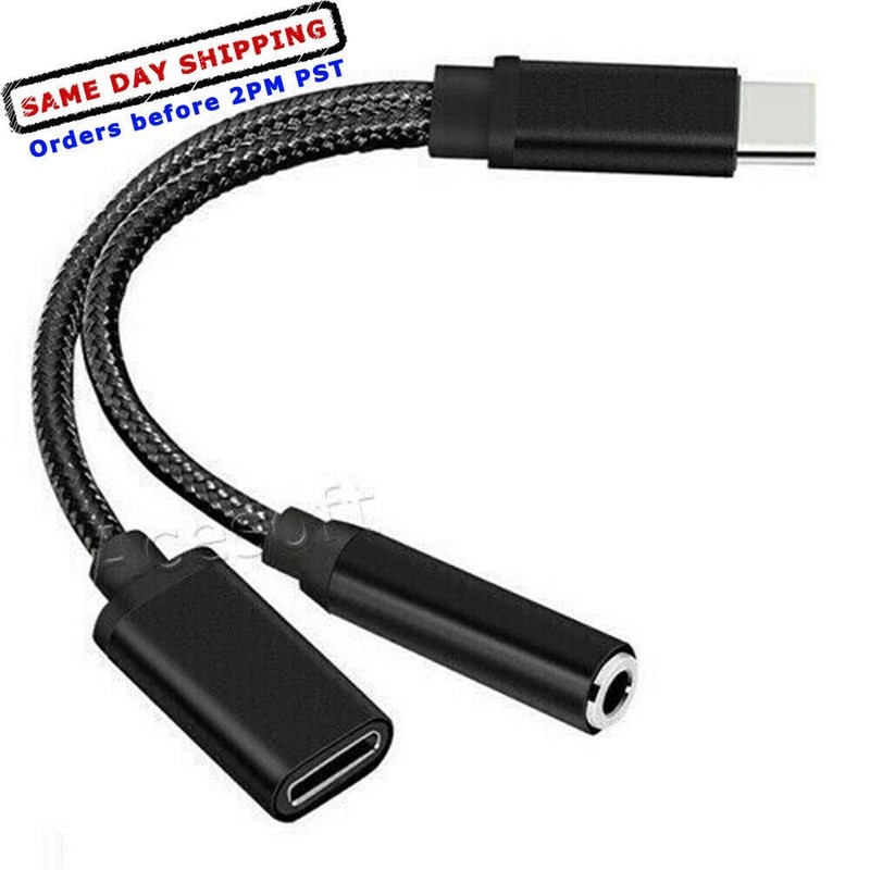 Type-C to 3.5mm Earphone Charging Adapter for Sprint Motorola Moto Z3 Play Phone