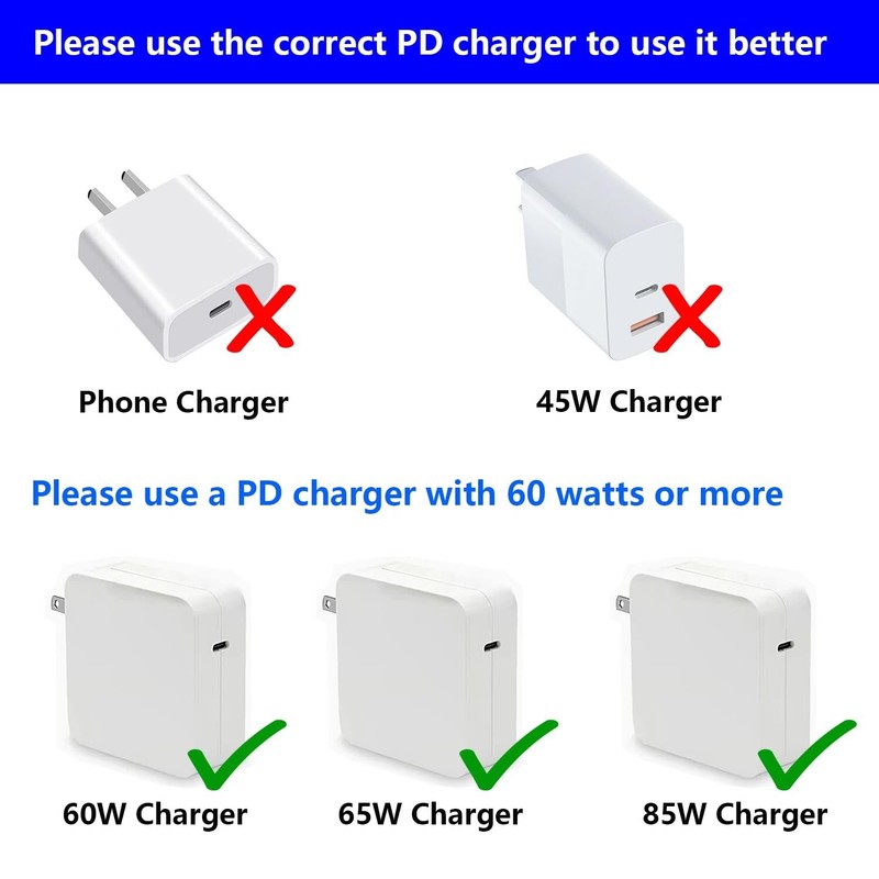 USB-C to Magnetic T-tip Charging Cable, OUGIC 6ft PD Type-C to Magnetic 2 THead gallery
