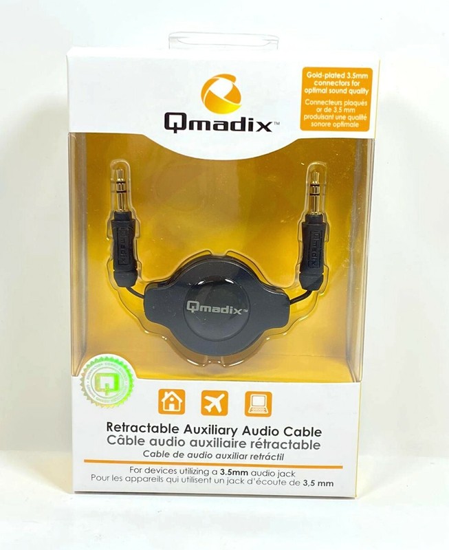 Qmadix Retractable Auxilliary Audio Cable 3.5mm gallery