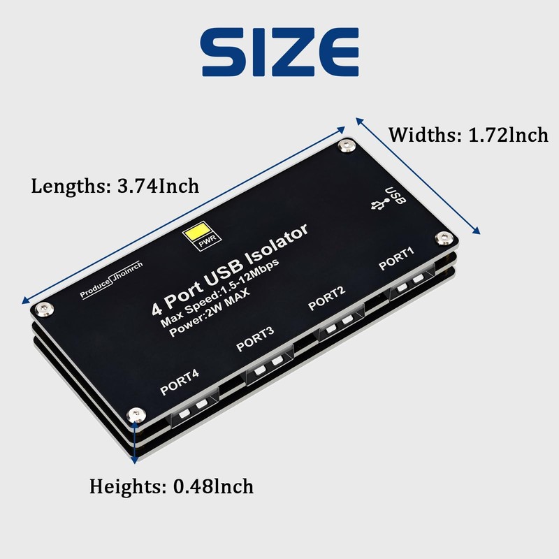 4 Port USB Isolator Adum3160 Chip 2W 5V Regulated Power 12Mbps 1.5KV Adapter gallery