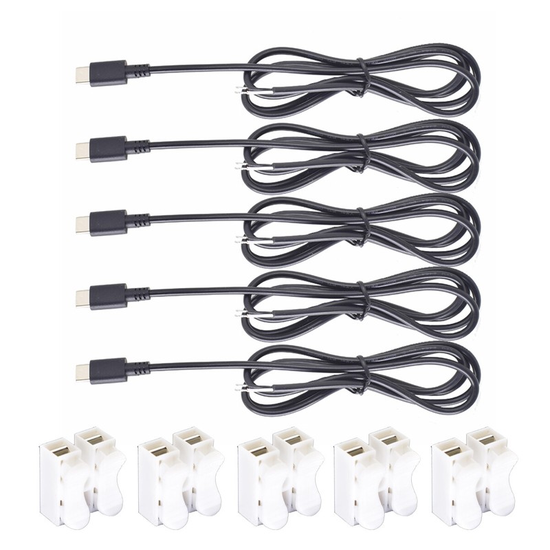 1pc 1M/3.3FT USB C Type-C Male Plug Cable 2 Wires Power Pigtail Cable Cord DIY gallery
