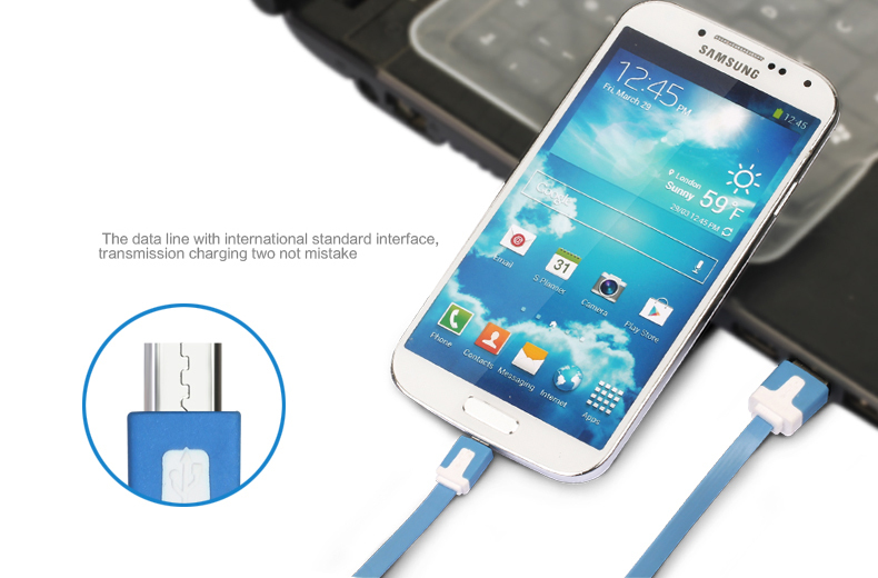 1M/3ft Flat Noodle Micro USB Charger Sync Data Cable for Android Mobile 18a19 gallery