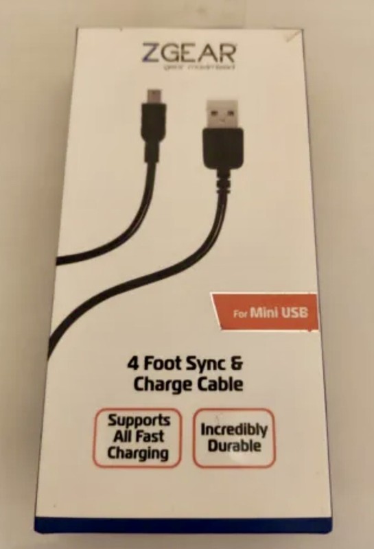 Zgear – Sync & Charge Cable – For Mini-USB – 4 Foot