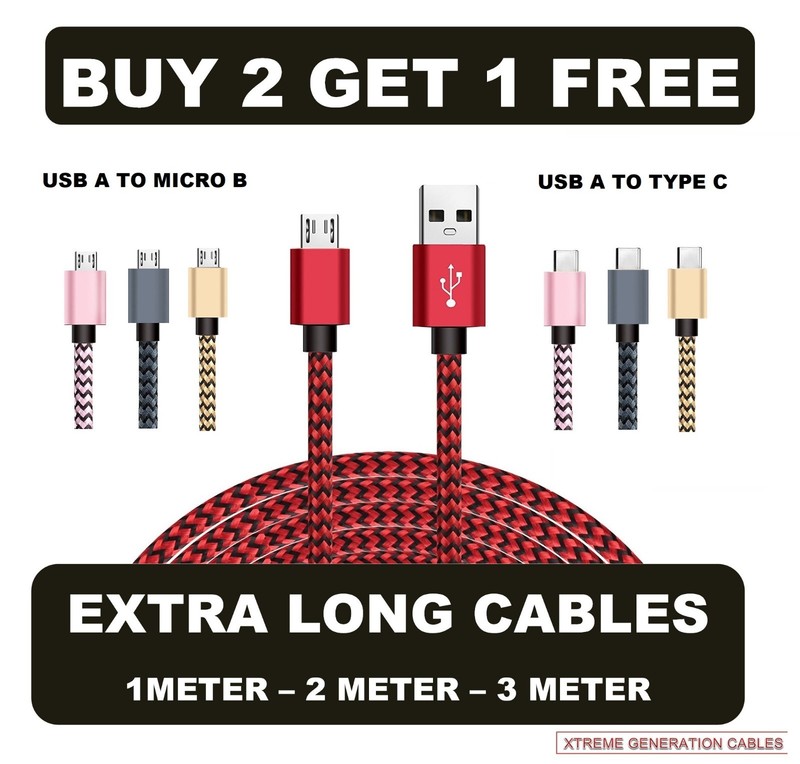STRONG BRAIDED USB DATA SYNC CHARGER CABLE LEAD for SAMSUNG GALAXY S6 S7 S8 S9