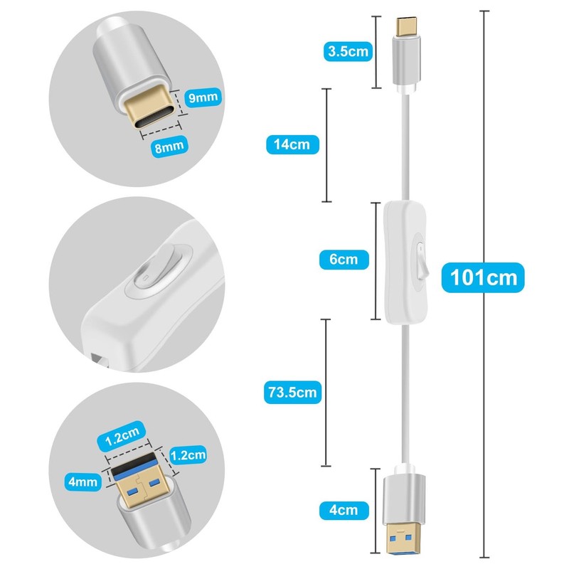 USB C Cable with Switch 5Gbps Type C Charging Cable with Switch Gold Plated P... gallery