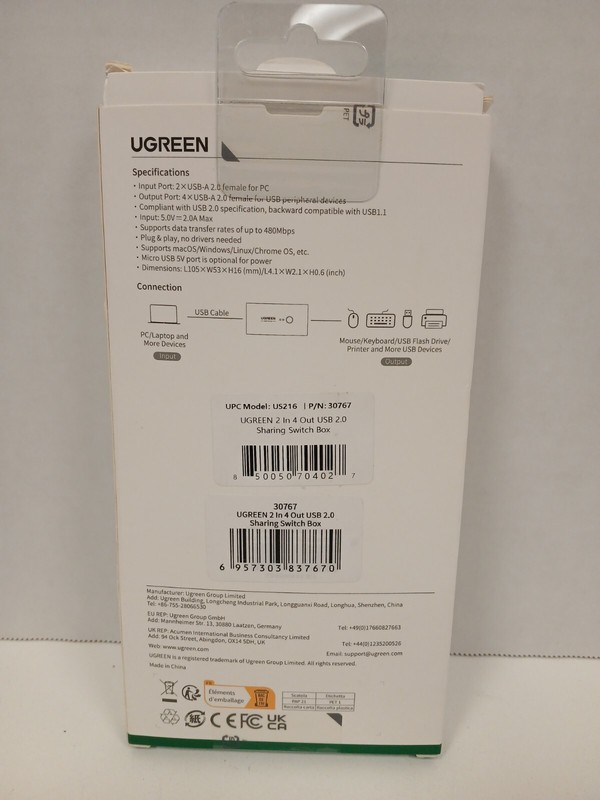 UGreen USB 2.0 Sharing Switch 2 in 4 Out gallery