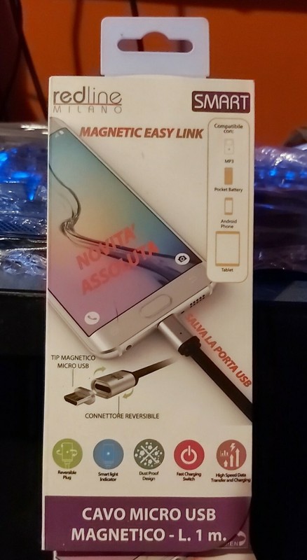 NUOVO Cavo Micro USB MAGNETICO 1 metro ricarica sincronizza smartphone tablet pc