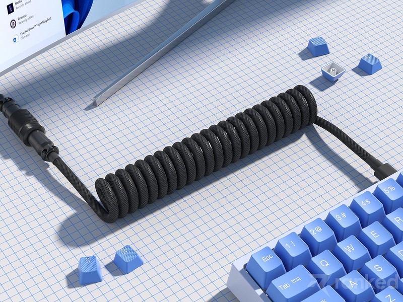 Coiled Keyboard Cable Handcrafted DoubleSleeved Braided USB Type C to A 5Pin gallery
