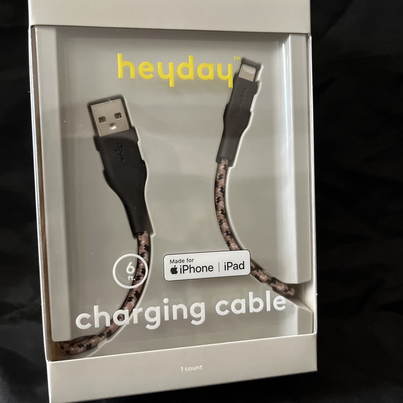 heyday USB-C Braided 6 ft. Charging Cable (Black Tort) BRAND NEW/SEALED