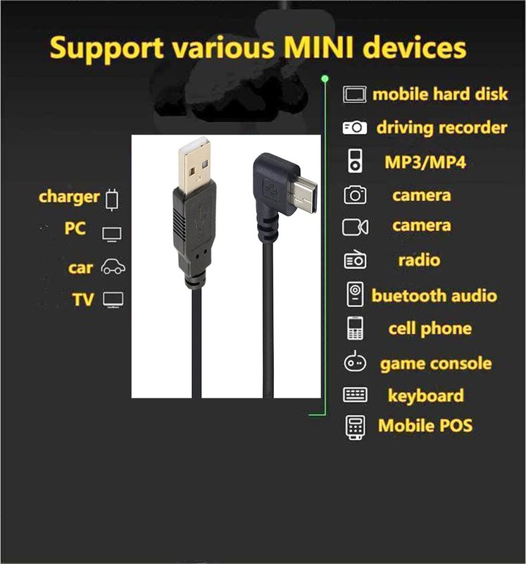 90 Degree Mini USB Cable Angle 5pin B Male to 2.0 Data... gallery