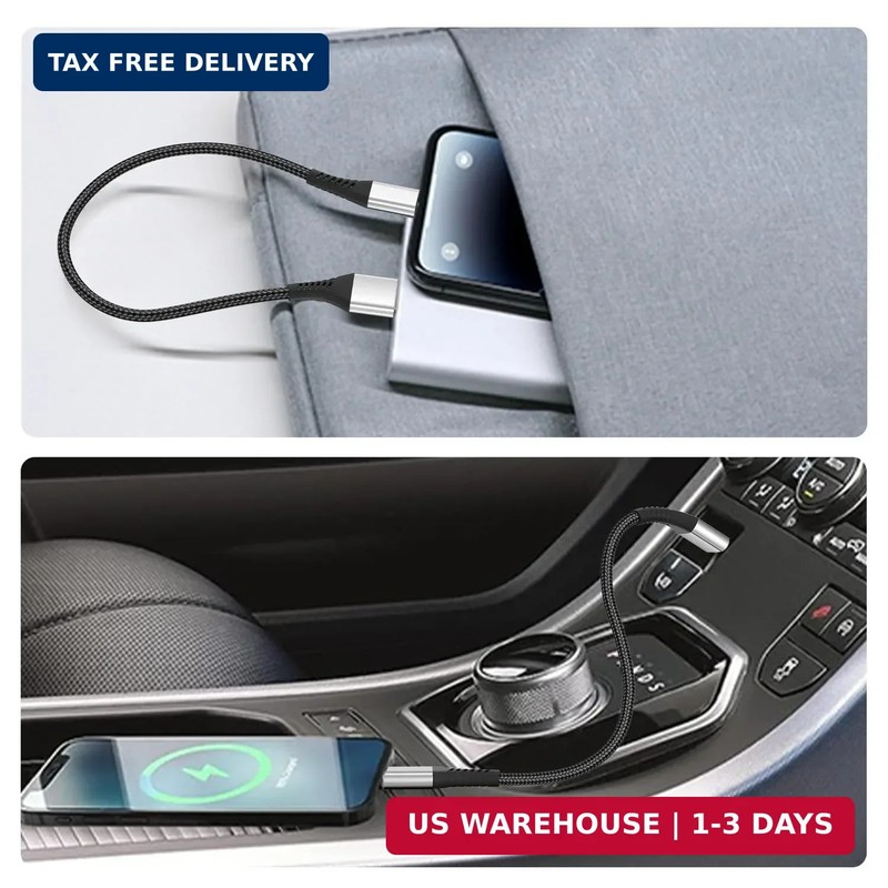 6 inch Short USB C Cable, 3 Pack 0.5ft USB to USB C Cable, 6inch iPhone Charger gallery