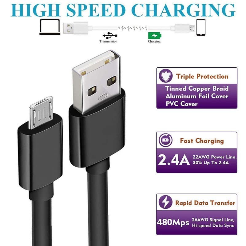 10FT Extra-Long Micro USB Cable for Fast Charging & High-Speed Data Transfer gallery