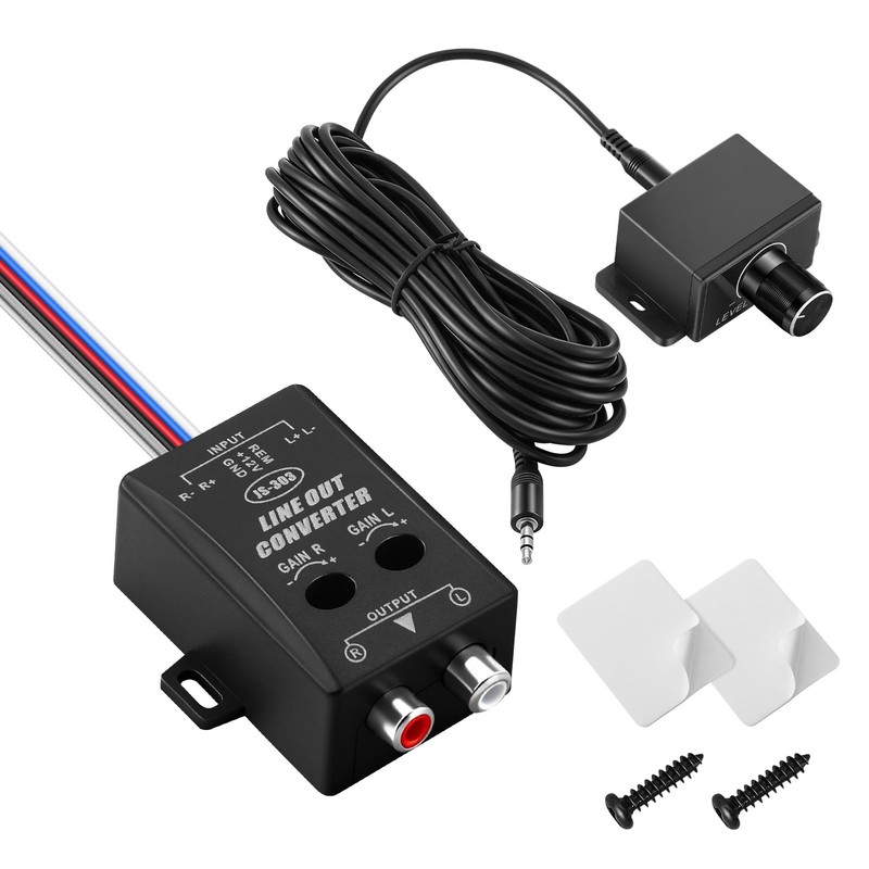 Car Audio Line Output Converter, Includes 3.5mm Jack Port Universal Bass Knob…