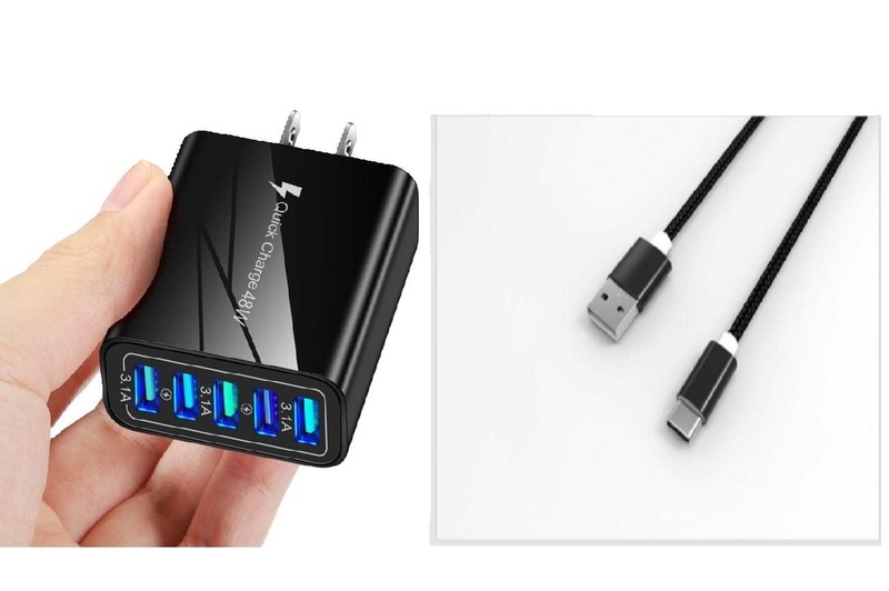 For iPhone 16 Pro Max 16 Fast Charging Braided Cable With 5 Port Charger Lot