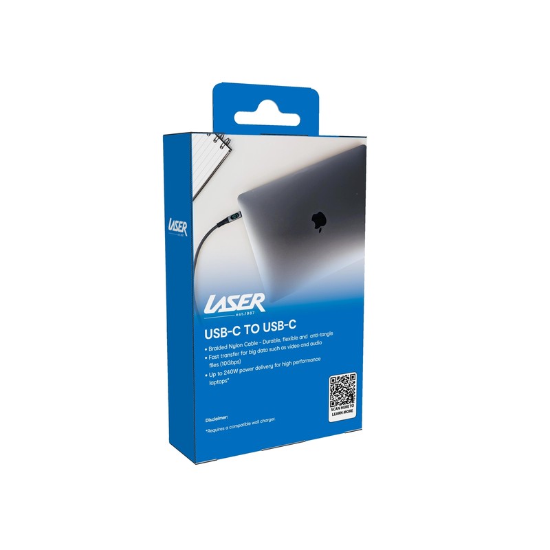 Laser 240W Fast Charge USB-C to USB-C 1M Cable LCD Display Braided Nylon gallery