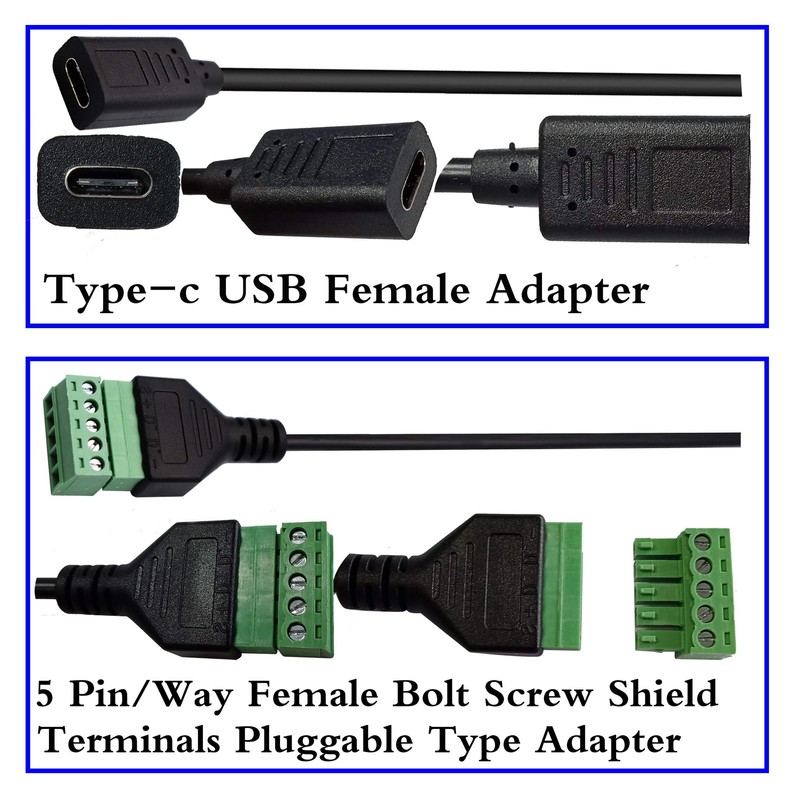 USB Screw Terminal Block Connector Cable 2.0 USB Female Plug to 5 Pin/Way Fem... gallery