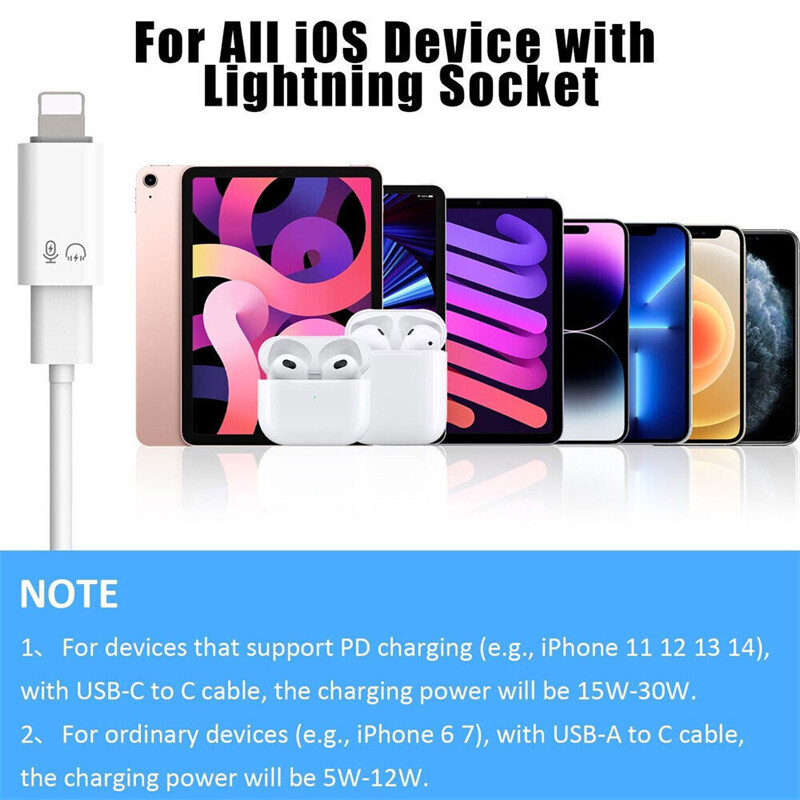 USB Type C Female to iOS Male Adapter For iPhone 14/13/12/11/XR/XS/SE 3 lot gallery