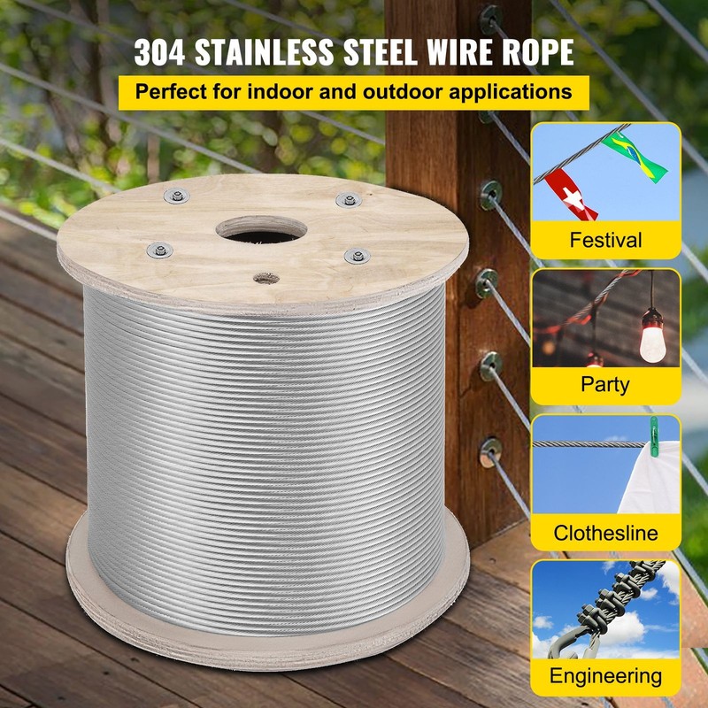 1/ 4" Stainless Steel Cable 200FT, T304 7x19 Tighter Core Cable Railing System gallery