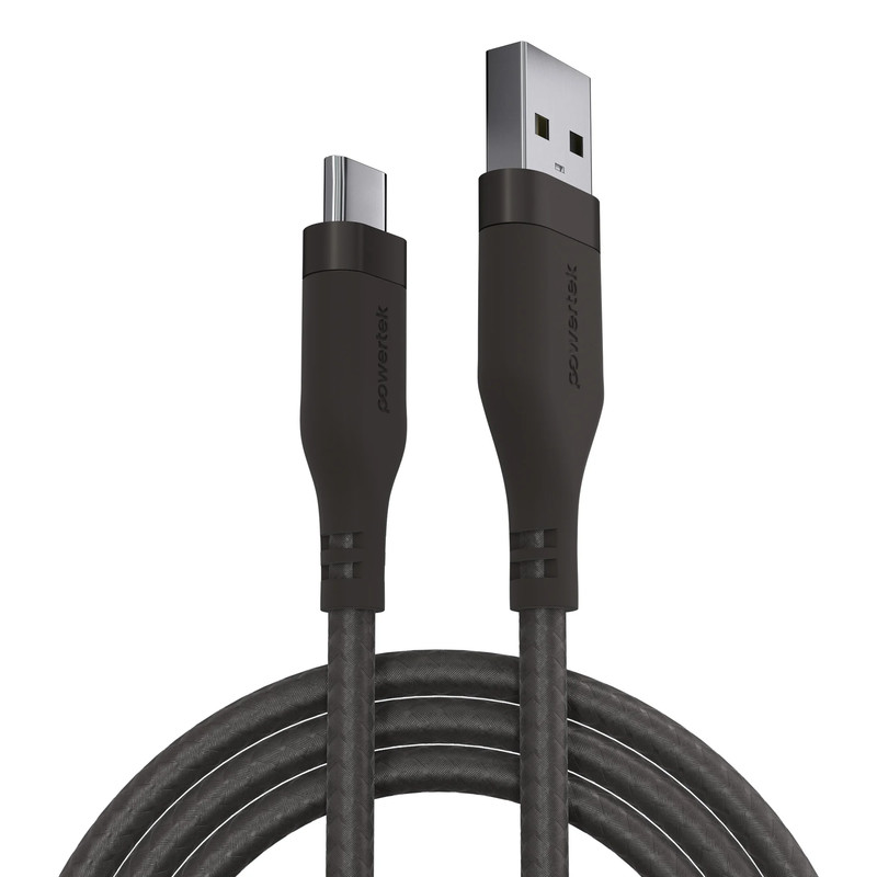 Powertek USB-A to USB-C (Type-C) Charging Cable, Carbon Design Texture, 6 Ft, Gr