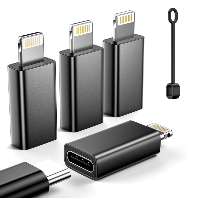 MFi Certified USB C to Lightning Adapter 4-Pack, 27W Fast Charging & Data Sy