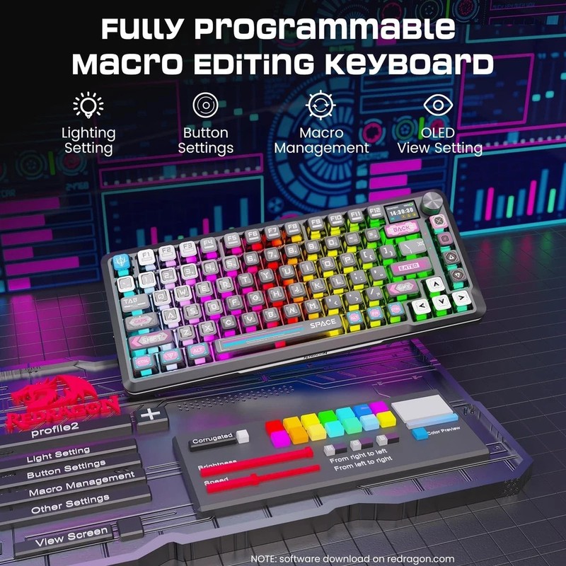 Redragon Wireless Mechanical Gaming Keyboard - Gasket-Mounted RGB Backlit, Cu... gallery