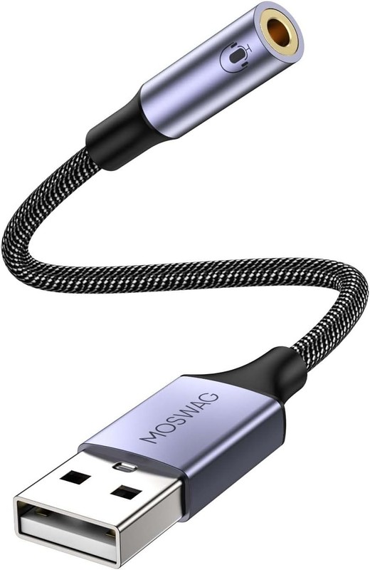 Compact USB to 3.5mm Jack Audio Converter - Black, High-Quality Sound Output gallery