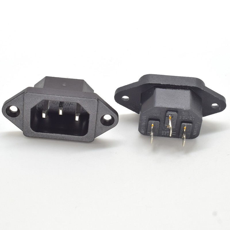 50pcs High Quality C14 AC Male Connector 3 Prong with Screw Hole Black Color gallery