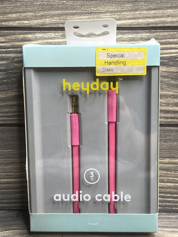 Heyday Audio Cable Pink Cord Adapter 3.5mm Auxilary Plug 3ft Length A3