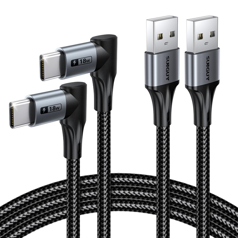 Right Angle USB Cable 2Pack, [6.6FT/2m] 90 Degree USB-to USB-A 2.0 Fast Charg...