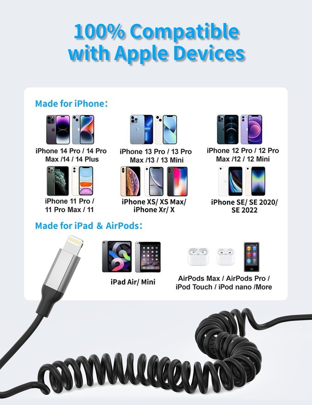 2 Pack 3FT USB Coiled Fast Charging Cable Data Syncing Cord for iPhone gallery