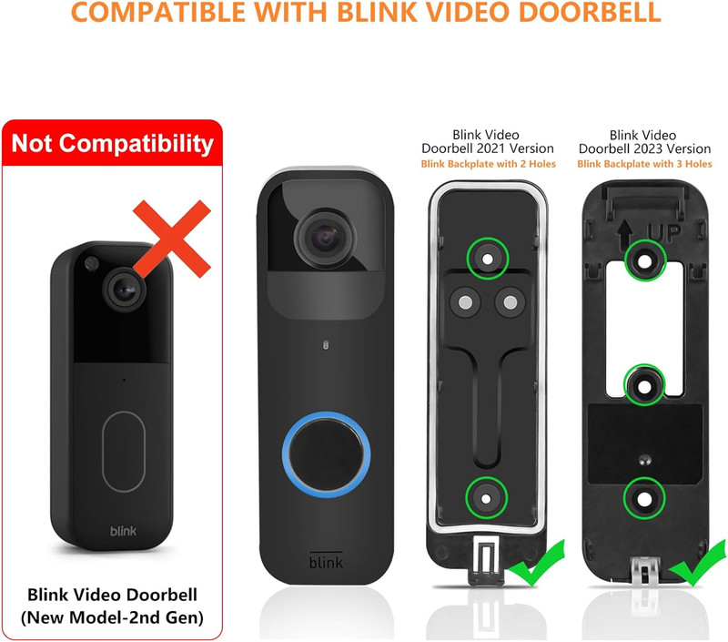 2-in-1 Power Cable & Mount for Blink Video Doorbell - No Drill, 16.4ft Cord gallery
