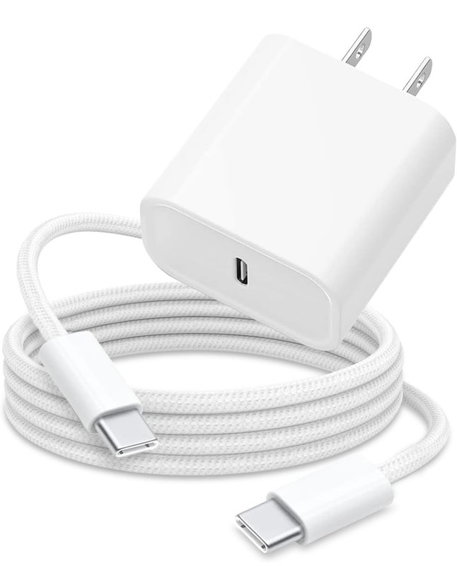 USB-C to USB-C Charging Cable + 20W PD Charger for Apple iPhone 15 16 17 Pro Max